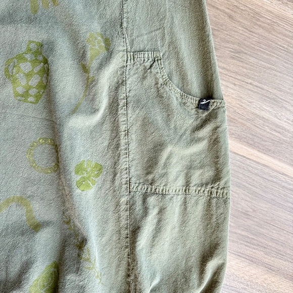 Hand-Painted Olive Green Short Sleeve Pocket Dress Unique Artwear (Fits M/L) - Picture 5 of 11